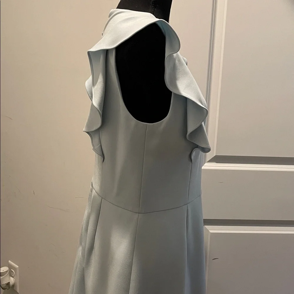 French Connection Whisper Ruffled V-Neck Mini Dress Size 10 Light Blue Wedding - Picture 5 of 13
